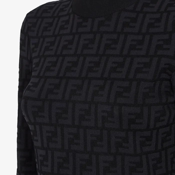 Fendi Knitwear Sweater Black FF Viscose Sweater 8211 Women