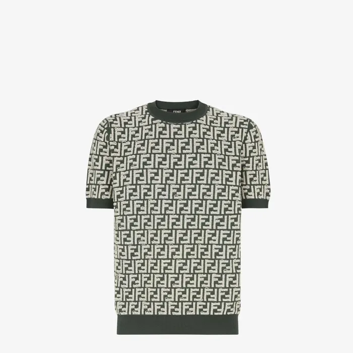Fendi Knitwear Sweater Green FF Wool Pullover 8211 Men
