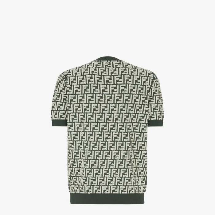 Fendi Knitwear Sweater Green FF Wool Pullover 8211 Men