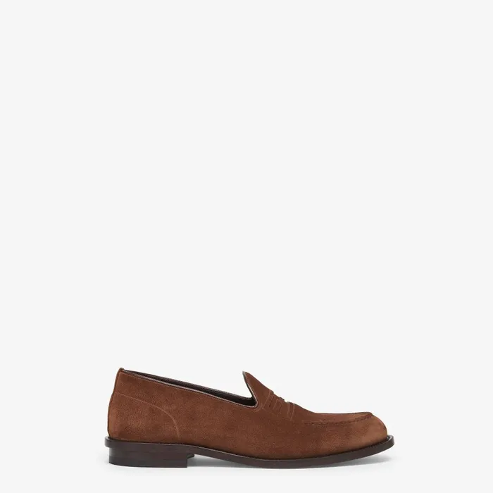 Fendi Loafers and Drivers Baguette Loafers Brown Suede Loafers 8211 Men