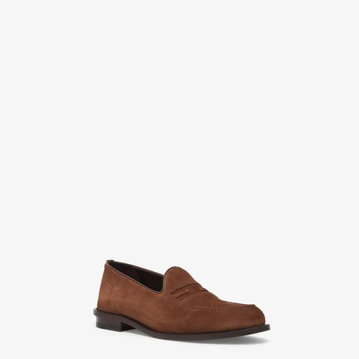 Fendi Loafers and Drivers Baguette Loafers Brown Suede Loafers 8211 Men