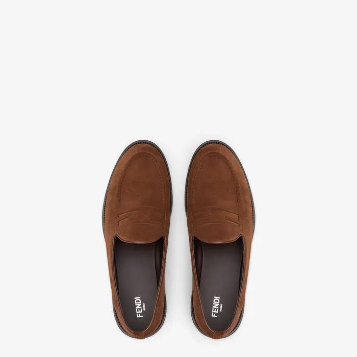Fendi Loafers and Drivers Baguette Loafers Brown Suede Loafers 8211 Men