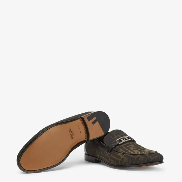 Fendi Loafers and Drivers Fendi O039Lock Loafers Brown FF Jacquard Loafers 8211 Men