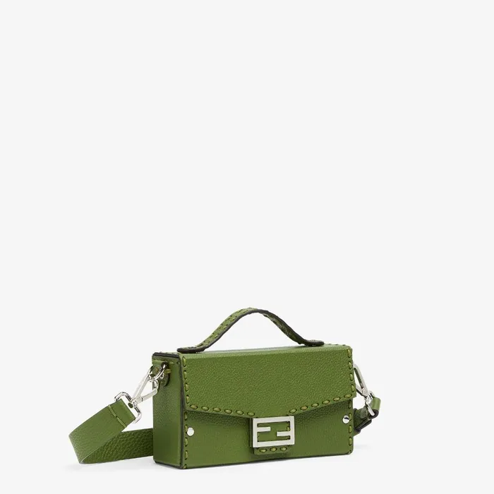 Fendi Messenger Bags Selleria Soft Trunk Baguette Green Leather Selleria Bag With 253 Handsewn Topstitches 8211 Men