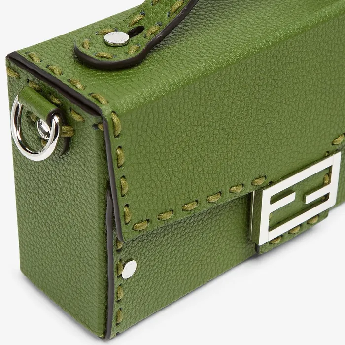 Fendi Messenger Bags Selleria Soft Trunk Baguette Green Leather Selleria Bag With 253 Handsewn Topstitches 8211 Men