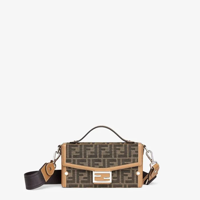 Fendi Messenger Bags Soft Trunk Baguette FF Jacquard Fabric Bag 8211 Men