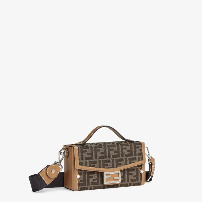 Fendi Messenger Bags Soft Trunk Baguette FF Jacquard Fabric Bag 8211 Men