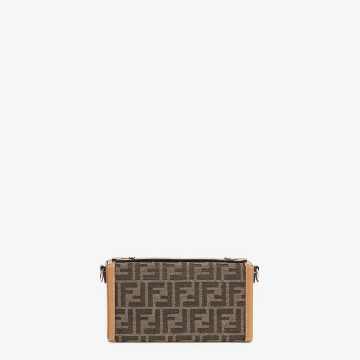 Fendi Messenger Bags Soft Trunk Baguette FF Jacquard Fabric Bag 8211 Men