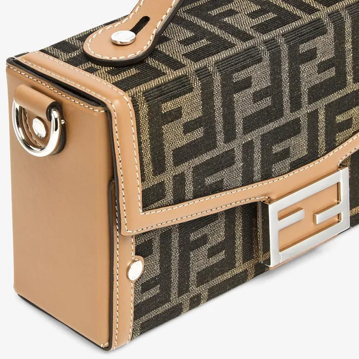 Fendi Messenger Bags Soft Trunk Baguette FF Jacquard Fabric Bag 8211 Men