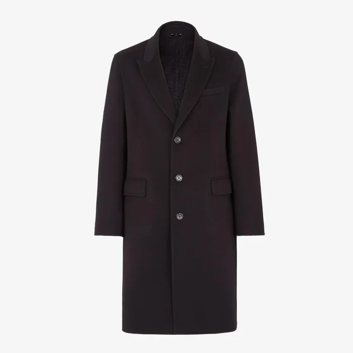 Fendi Outerwear Coat Black Wool Coat 8211 Men