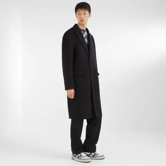 Fendi Outerwear Coat Black Wool Coat 8211 Men