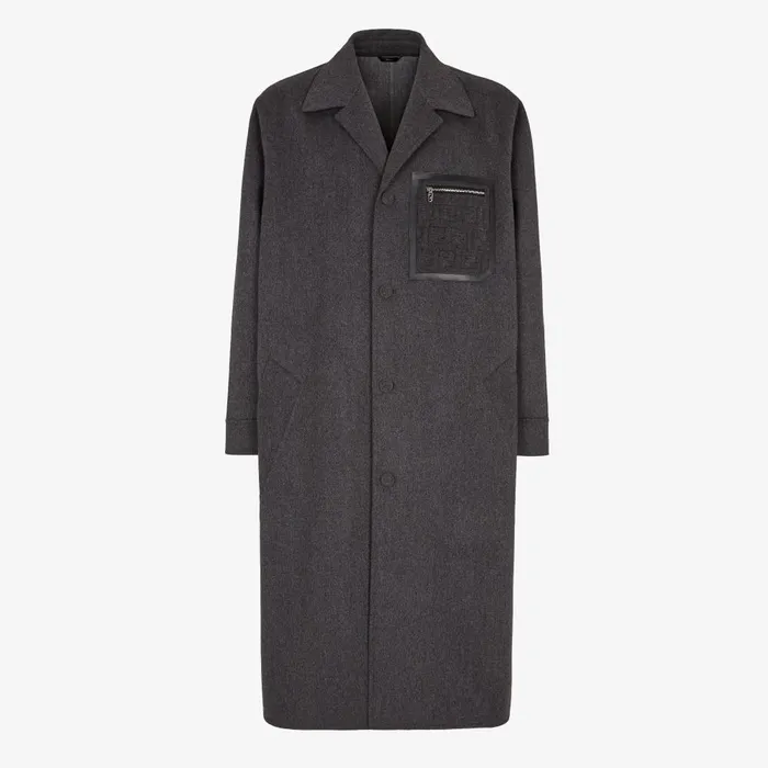 Fendi Outerwear Coat Gray Cashmere Coat 8211 Men