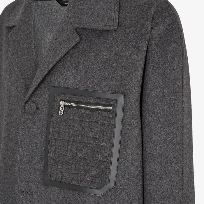 Fendi Outerwear Coat Gray Cashmere Coat 8211 Men