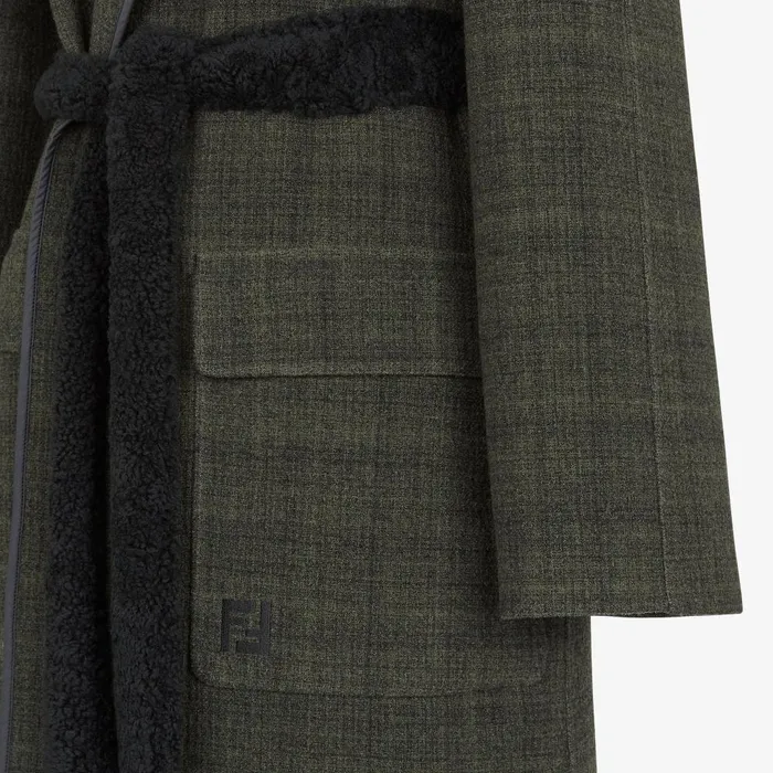 Fendi Outerwear Coat Green Tweed Coat 8211 Women