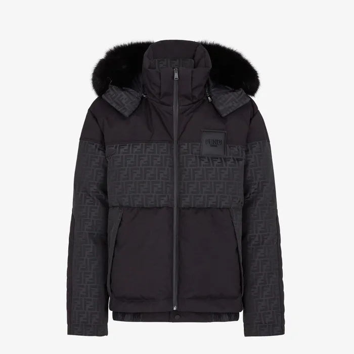 Fendi Outerwear Ski Jacket Black Tech Fabric Jacket 8211 Men