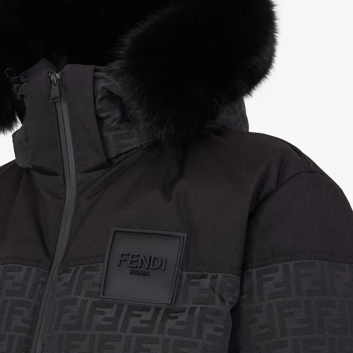 Fendi Outerwear Ski Jacket Black Tech Fabric Jacket 8211 Men