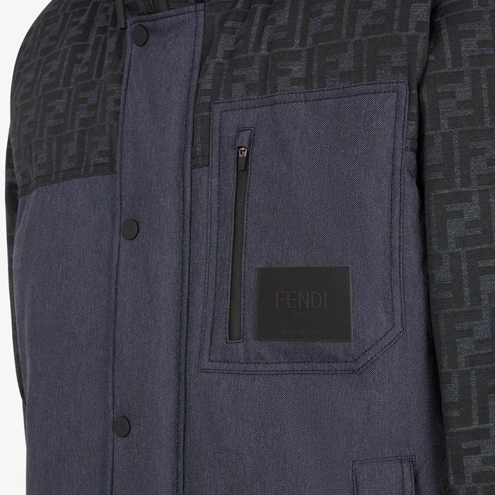 Fendi Outerwear Ski Jacket Blue FF Jacquard Jacket 8211 Men