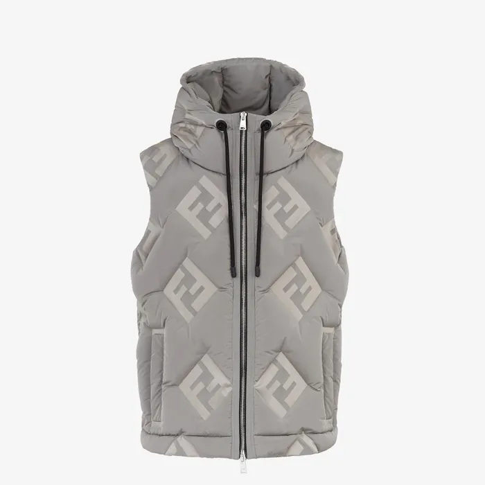 Fendi Outerwear Vest Gray Nylon Vest 8211 Men