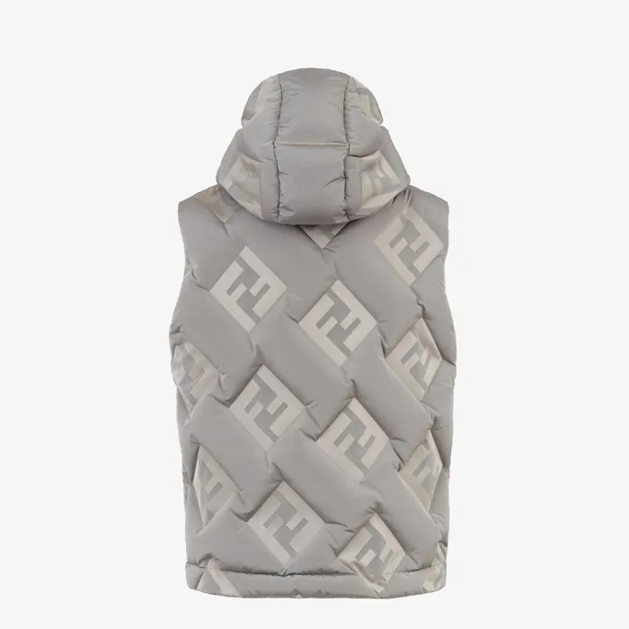 Fendi Outerwear Vest Gray Nylon Vest 8211 Men