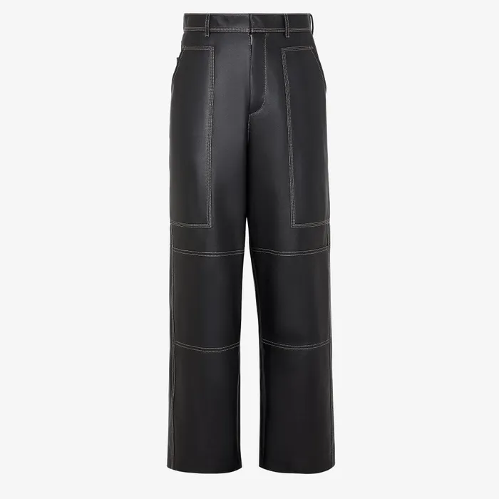 Fendi Pants and Shorts Pants Black Nappa Leather Pants 8211 Men