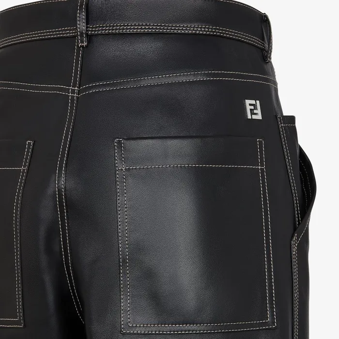 Fendi Pants and Shorts Pants Black Nappa Leather Pants 8211 Men