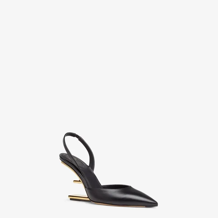 Fendi Pumps and Slingbacks Fendi First Black Leather Highheeled Slingbacks 8211 Women