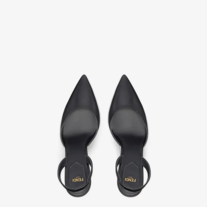 Fendi Pumps and Slingbacks Fendi First Black Leather Highheeled Slingbacks 8211 Women