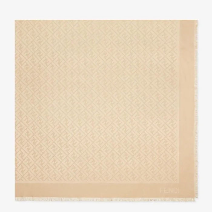 Fendi Scarves and Ponchos FF Shawl Beige Organic Silk And Wool Shawl 8211 Women Fendi Scarves and Ponchos FF Shawl Beige Organic Silk And Wool Shawl 8211 Women