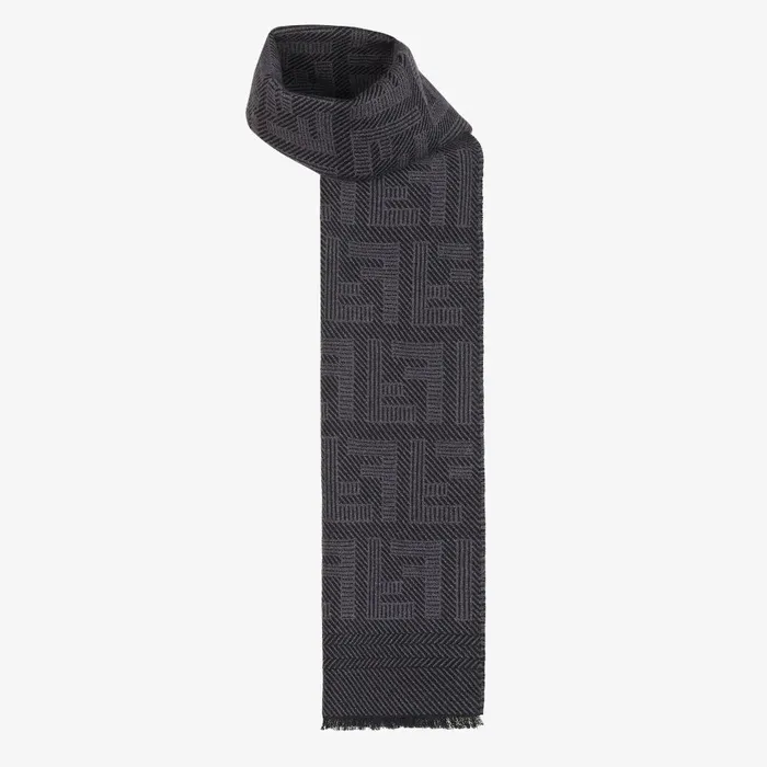 Fendi Scarves Scarf Black Wool And Silk Scarf 8211 Men