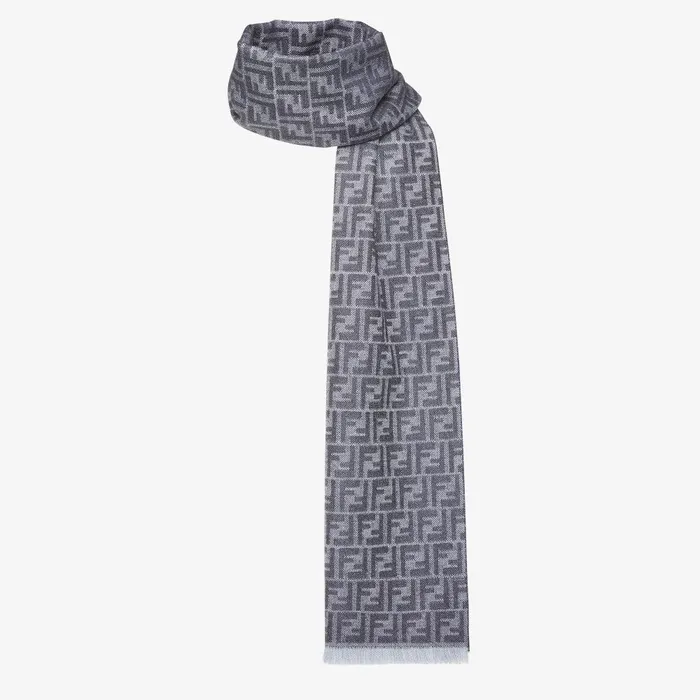Fendi Scarves Scarf Blue FF Jacquard Scarf 8211 Men