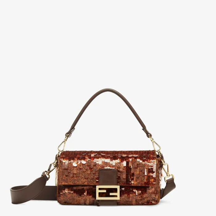 Fendi Shoulder and Crossbody Bags Baguette Bag Embroidered With Brown Sequins 8211 Women Fendi Shoulder and Crossbody Bags Baguette Bag Embroidered With Brown Sequins 8211 Women