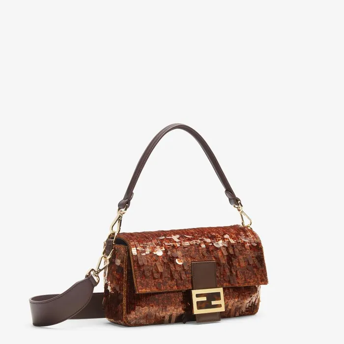 Fendi Shoulder and Crossbody Bags Baguette Bag Embroidered With Brown Sequins 8211 Women