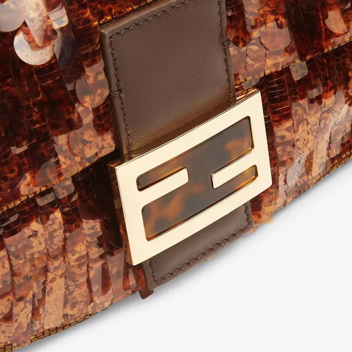 Fendi Shoulder and Crossbody Bags Baguette Bag Embroidered With Brown Sequins 8211 Women