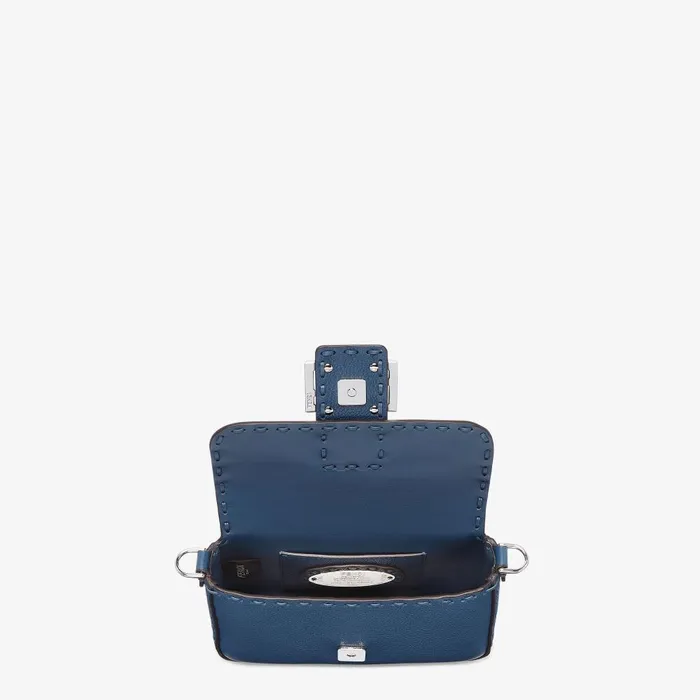 Fendi Shoulder and Crossbody Bags Baguette Mini Blue Selleria Bag With 309 Handsewn Topstitches 8211 Women