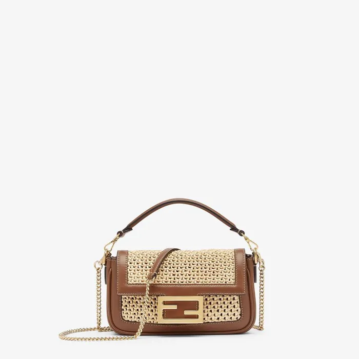 Fendi Shoulder and Crossbody Bags Baguette Mini Brown Leather And Macram Bag 8211 Women Fendi Shoulder and Crossbody Bags Baguette Mini Brown Leather And Macram Bag 8211 Women