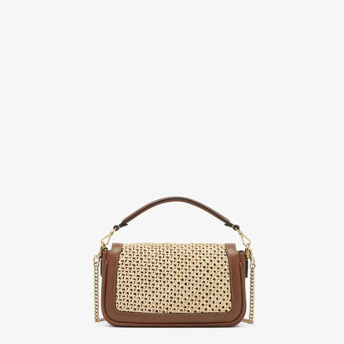 Fendi Shoulder and Crossbody Bags Baguette Mini Brown Leather And Macram Bag 8211 Women