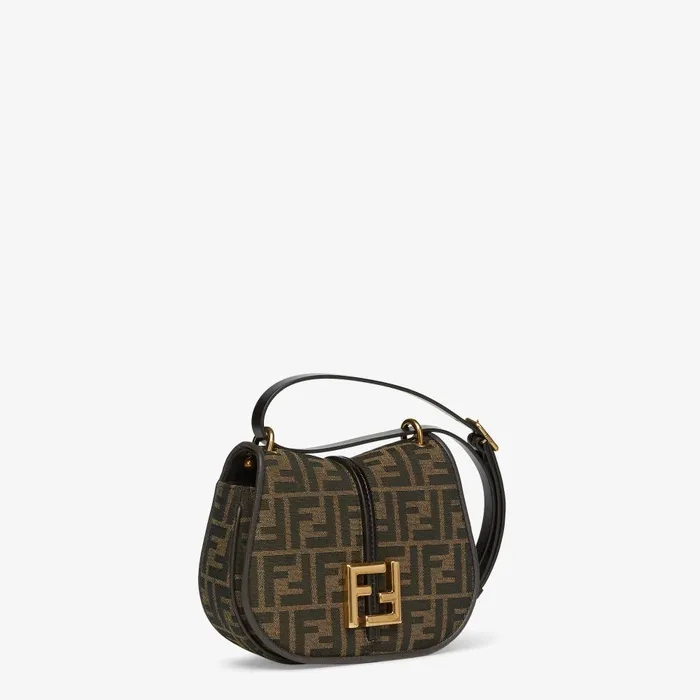 Fendi Shoulder and Crossbody Bags Cmon Small Brown FF Jacquard Fabric Bag 8211 Women