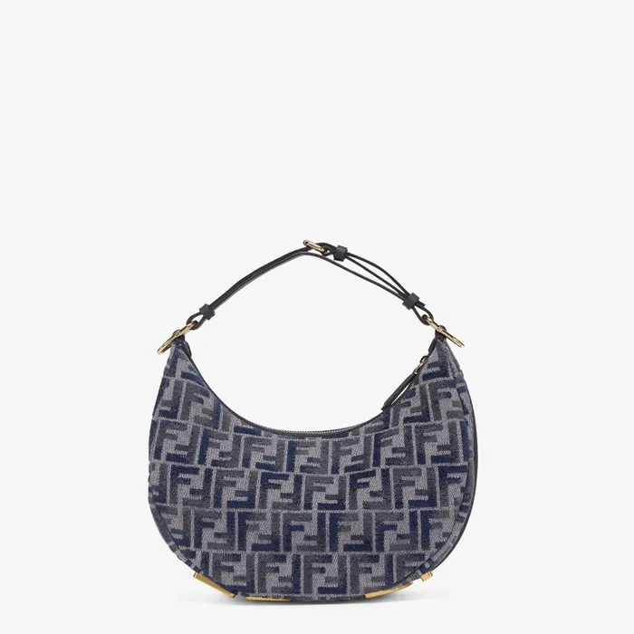 Fendi Shoulder and Crossbody Bags Fendigraphy Small Dark Blue FF Chenille Bag 8211 Women