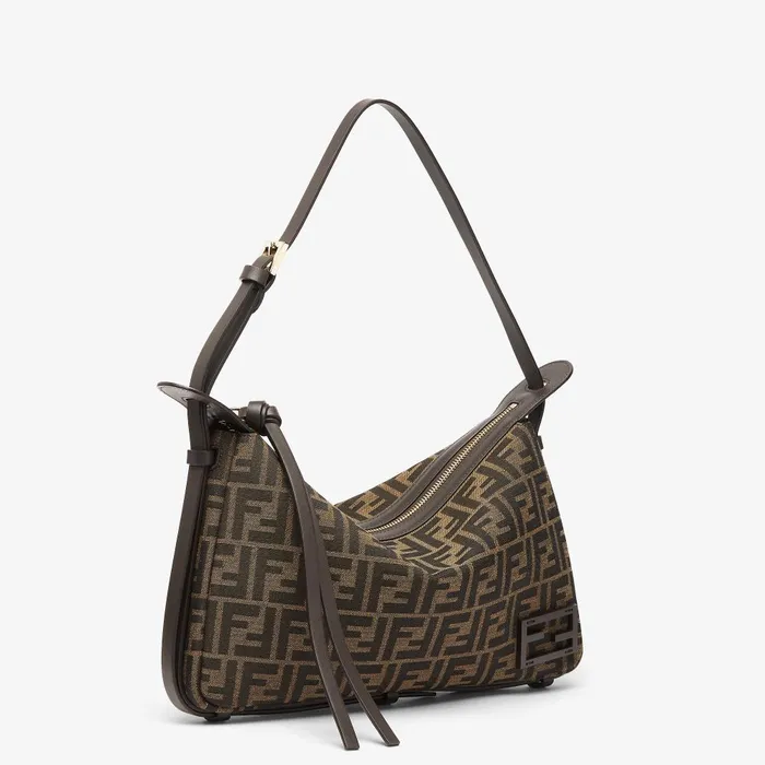Fendi Shoulder and Crossbody Bags Simply Fendi Medium Brown FF Jacquard Fabric Bag 8211 Women
