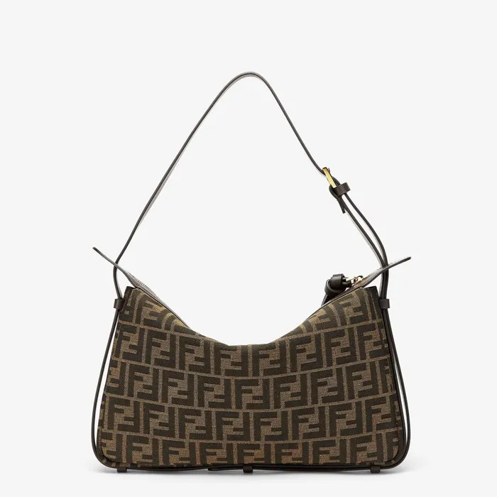 Fendi Shoulder and Crossbody Bags Simply Fendi Medium Brown FF Jacquard Fabric Bag 8211 Women