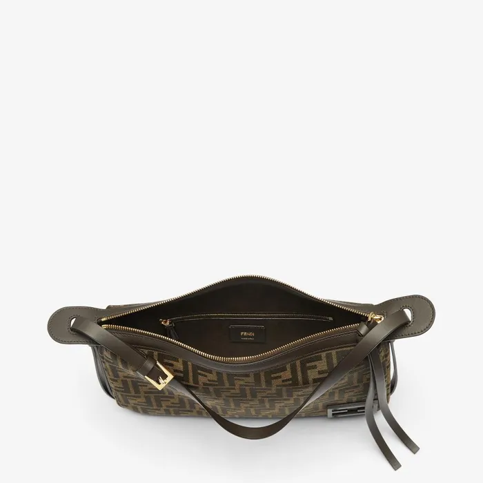 Fendi Shoulder and Crossbody Bags Simply Fendi Medium Brown FF Jacquard Fabric Bag 8211 Women