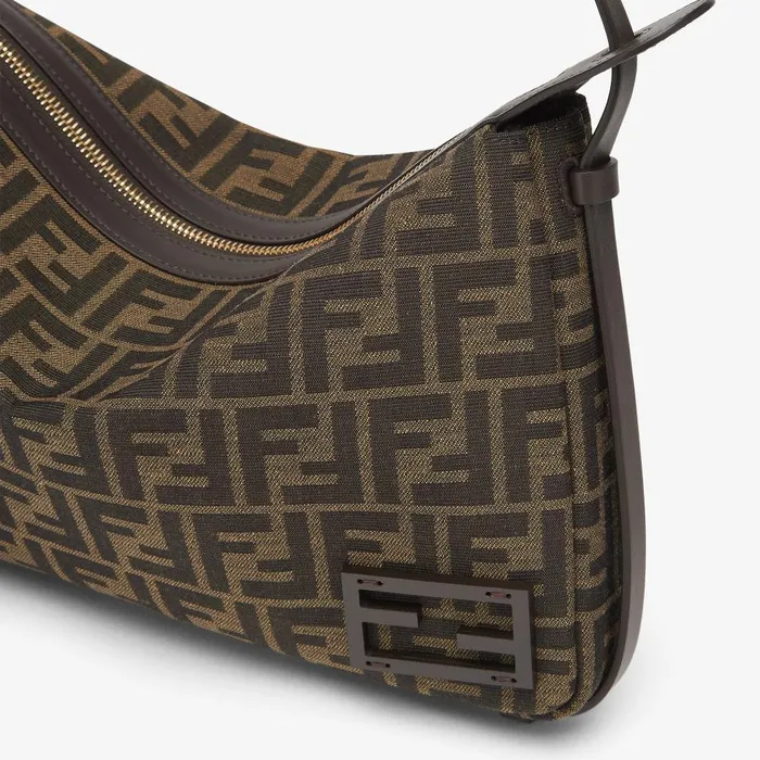 Fendi Shoulder and Crossbody Bags Simply Fendi Medium Brown FF Jacquard Fabric Bag 8211 Women