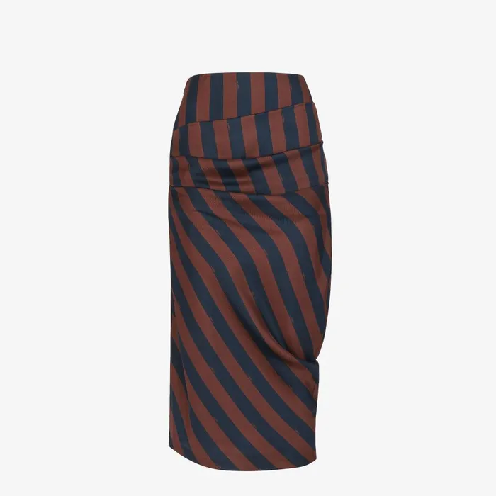 Fendi Skirts Skirt Brown Pequin Silk Skirt 8211 Women