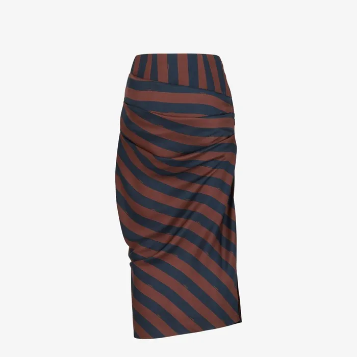 Fendi Skirts Skirt Brown Pequin Silk Skirt 8211 Women