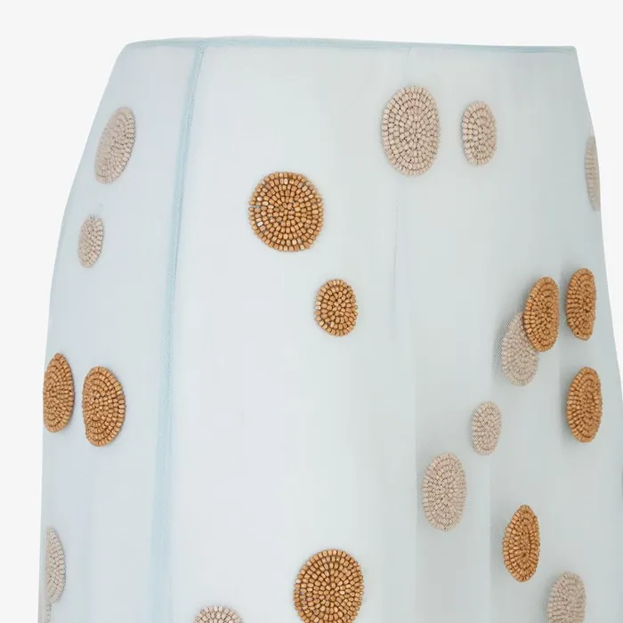 Fendi Skirts Skirt Light Blue Embroidered Tulle Skirt 8211 Women