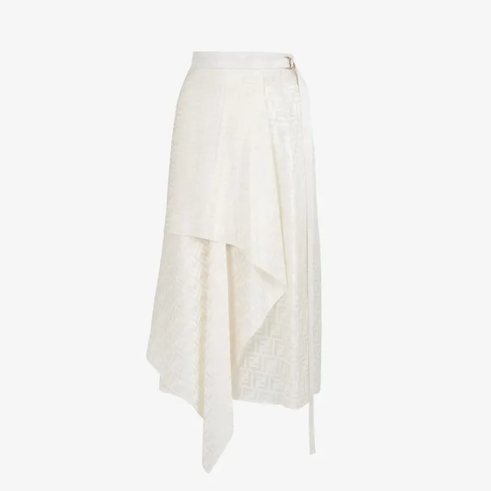 Fendi Skirts Skirt White FF Silk Skirt 8211 Women