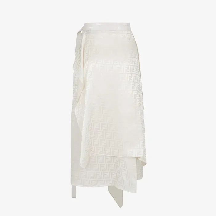 Fendi Skirts Skirt White FF Silk Skirt 8211 Women