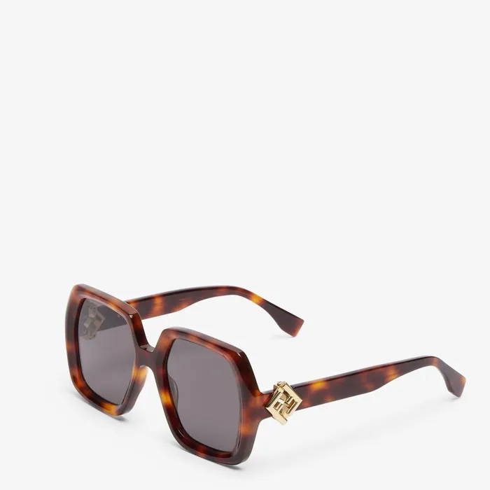 Fendi Sunglasses FF Diamonds Low Bridge Fit Havana Acetate Sunglasses 8211 Women