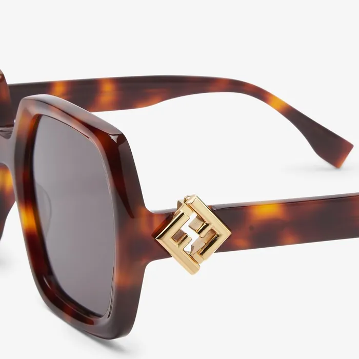 Fendi Sunglasses FF Diamonds Low Bridge Fit Havana Acetate Sunglasses 8211 Women