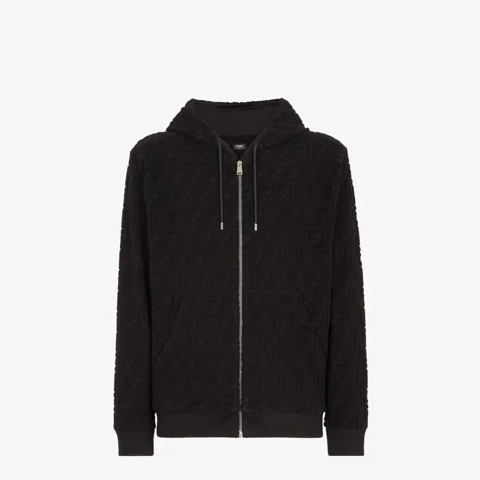 Fendi Sweatshirts Sweatshirt Black FF Terry Sweatshirt 8211 Men